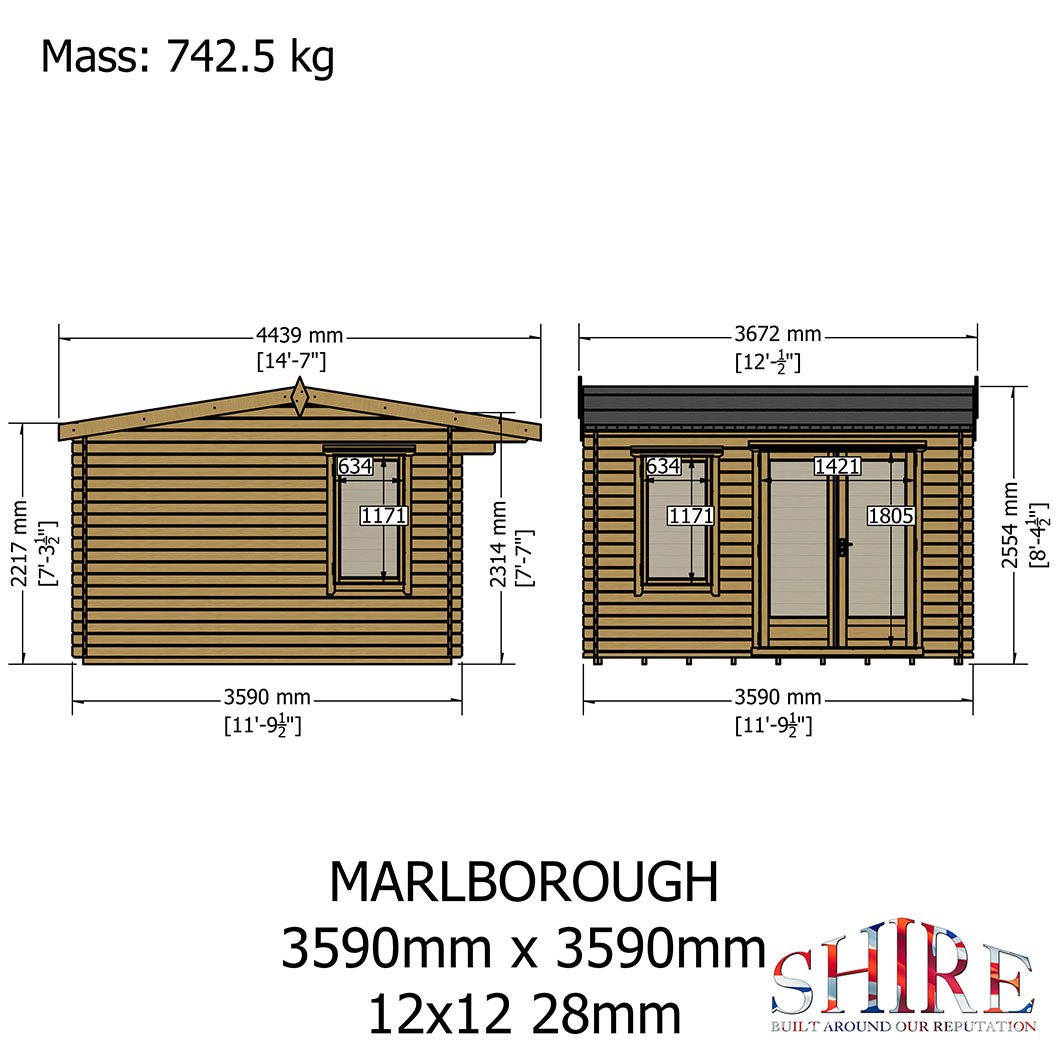 Shire Marlborough Log Cabin With 28mm Log Thickness - JJ Building Materials