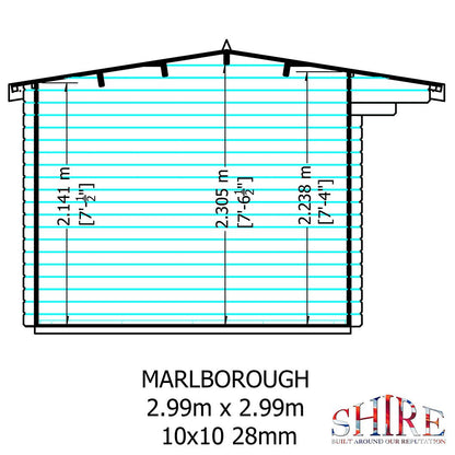 Shire Marlborough Log Cabin With 28mm Log Thickness - JJ Building Materials