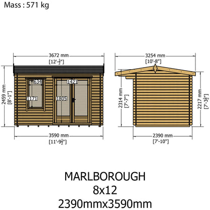 Shire Marlborough Log Cabin With 28mm Log Thickness - JJ Building Materials