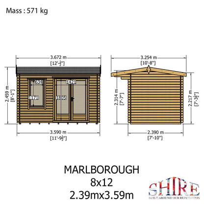 Shire Marlborough Log Cabin With 28mm Log Thickness - JJ Building Materials