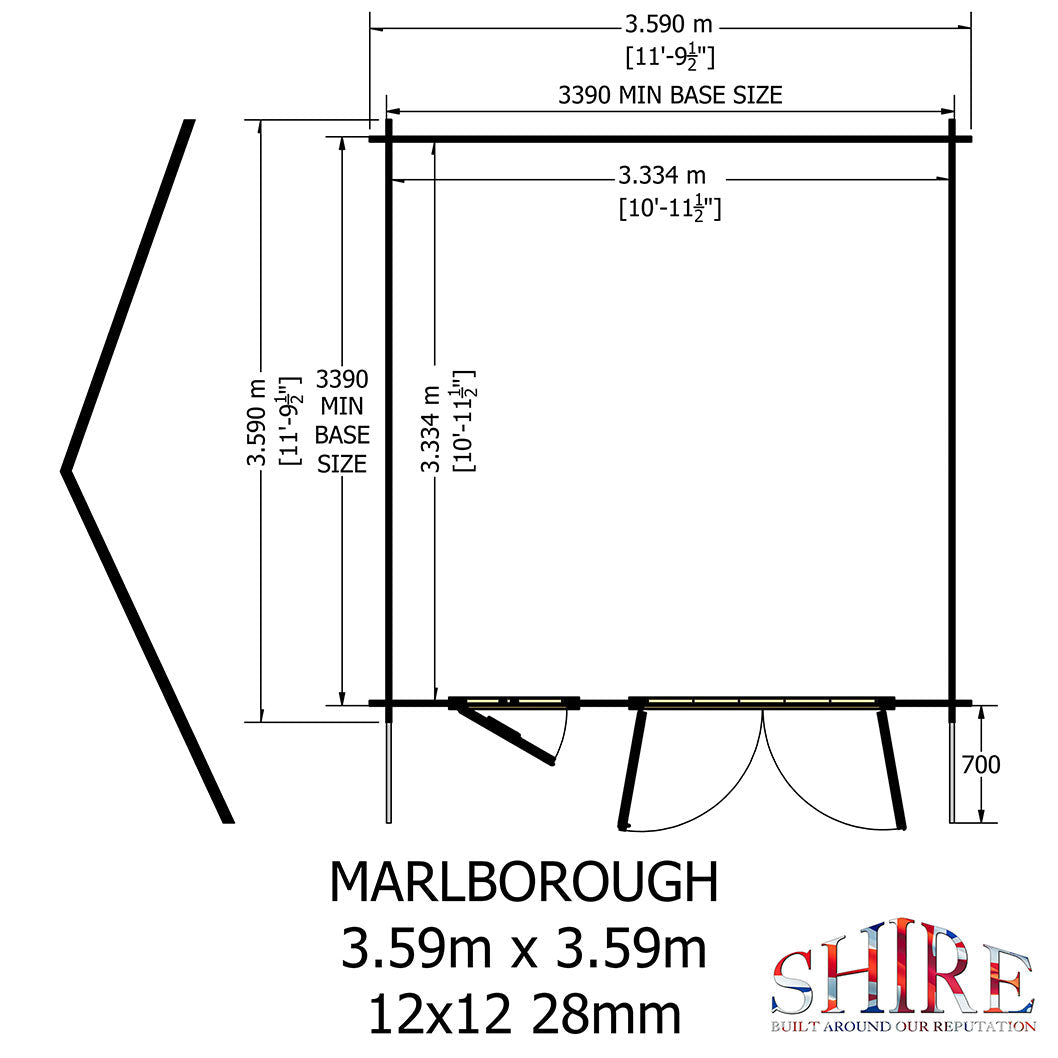 Shire Marlborough Log Cabin With 28mm Log Thickness - JJ Building Materials