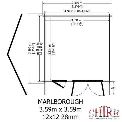 Shire Marlborough Log Cabin With 28mm Log Thickness - JJ Building Materials