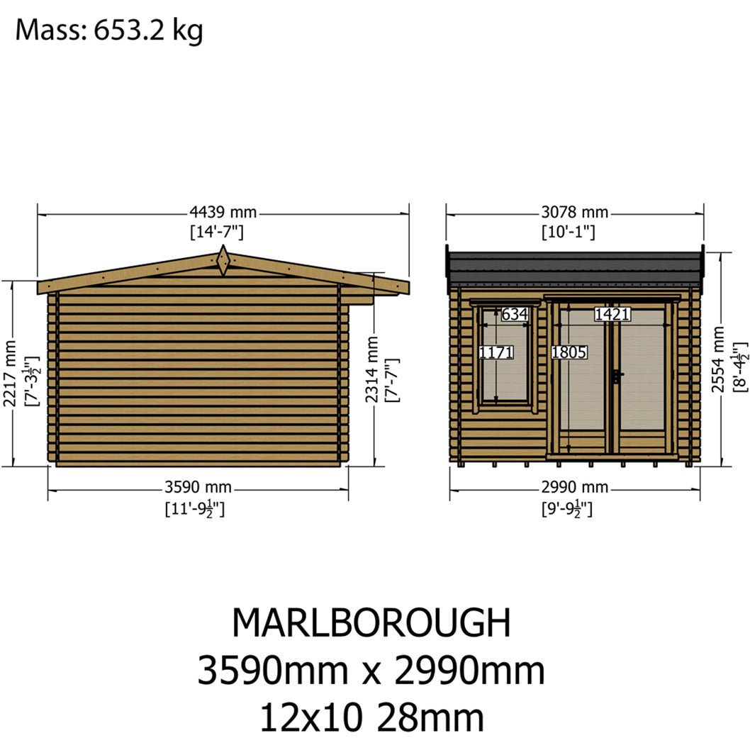 Shire Marlborough Log Cabin With 28mm Log Thickness - JJ Building Materials