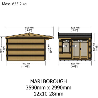 Shire Marlborough Log Cabin With 28mm Log Thickness - JJ Building Materials