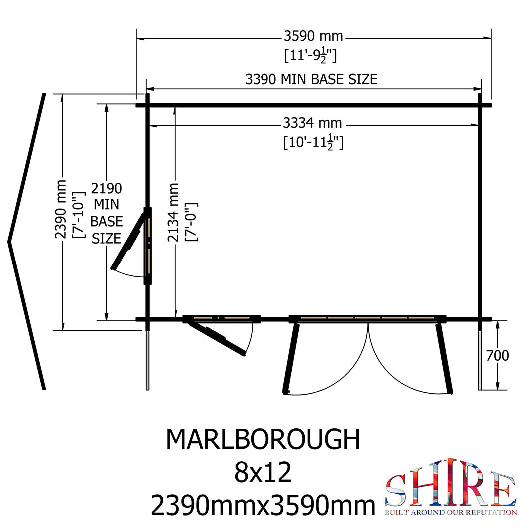 Shire Marlborough Log Cabin With 28mm Log Thickness - JJ Building Materials