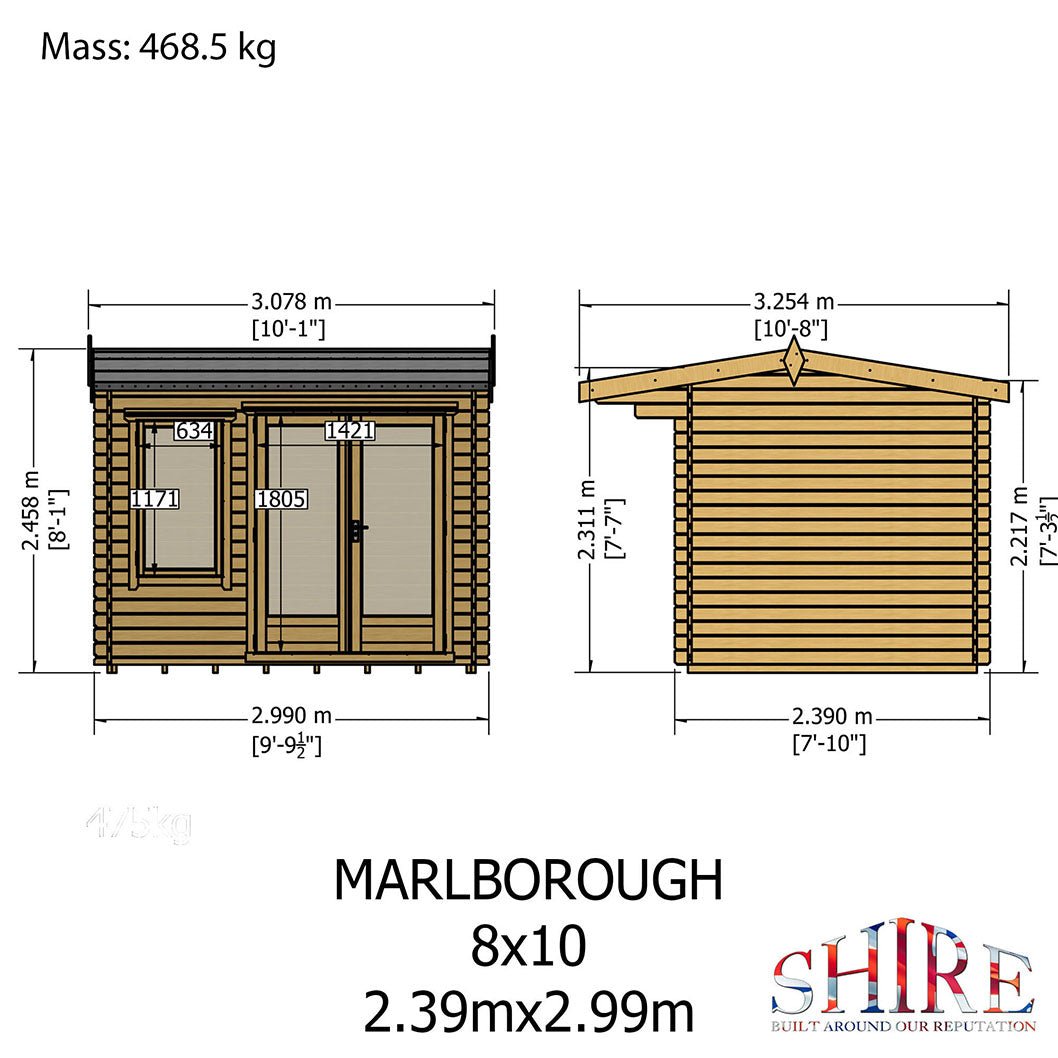 Shire Marlborough Log Cabin With 28mm Log Thickness - JJ Building Materials