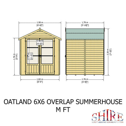 Shire Oatland 6x6ft Overlap Double Door Wooden Summerhouse - JJ Building Materials