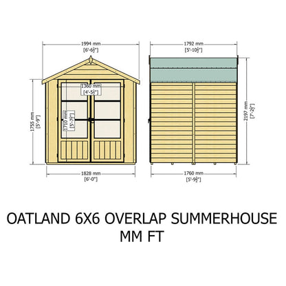 Shire Oatland 6x6ft Overlap Double Door Wooden Summerhouse - JJ Building Materials