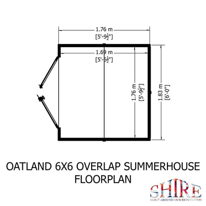 Shire Oatland 6x6ft Overlap Double Door Wooden Summerhouse - JJ Building Materials