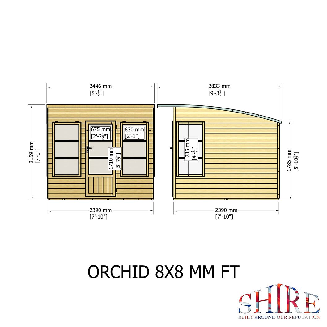 Shire Orchid Double Door Contemporary T&G Curved Roof Wooden Summerhouse - JJ Building Materials