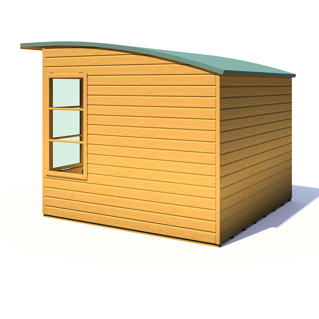 Shire Orchid Double Door Contemporary T&G Curved Roof Wooden Summerhouse - JJ Building Materials