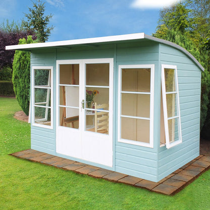 Shire Orchid Double Door Contemporary T&G Curved Roof Wooden Summerhouse - JJ Building Materials