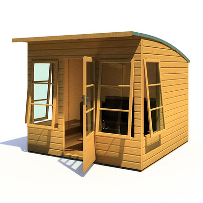 Shire Orchid Double Door Contemporary T&G Curved Roof Wooden Summerhouse - JJ Building Materials