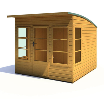 Shire Orchid Double Door Contemporary T&G Curved Roof Wooden Summerhouse - JJ Building Materials