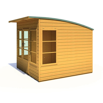 Shire Orchid Double Door Contemporary T&G Curved Roof Wooden Summerhouse - JJ Building Materials