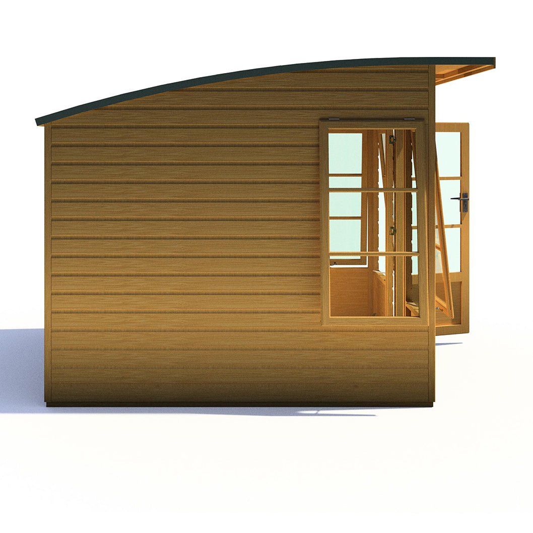 Shire Orchid Double Door Contemporary T&G Curved Roof Wooden Summerhouse - JJ Building Materials