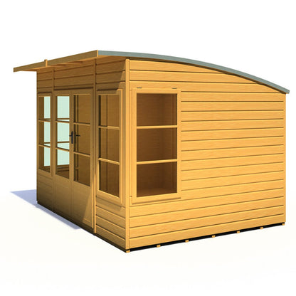 Shire Orchid Double Door Contemporary T&G Curved Roof Wooden Summerhouse - JJ Building Materials