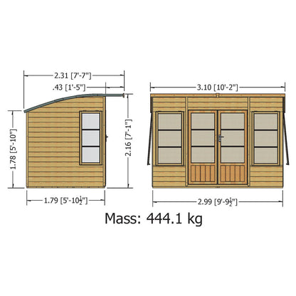 Shire Orchid Double Door Contemporary T&G Curved Roof Wooden Summerhouse - JJ Building Materials