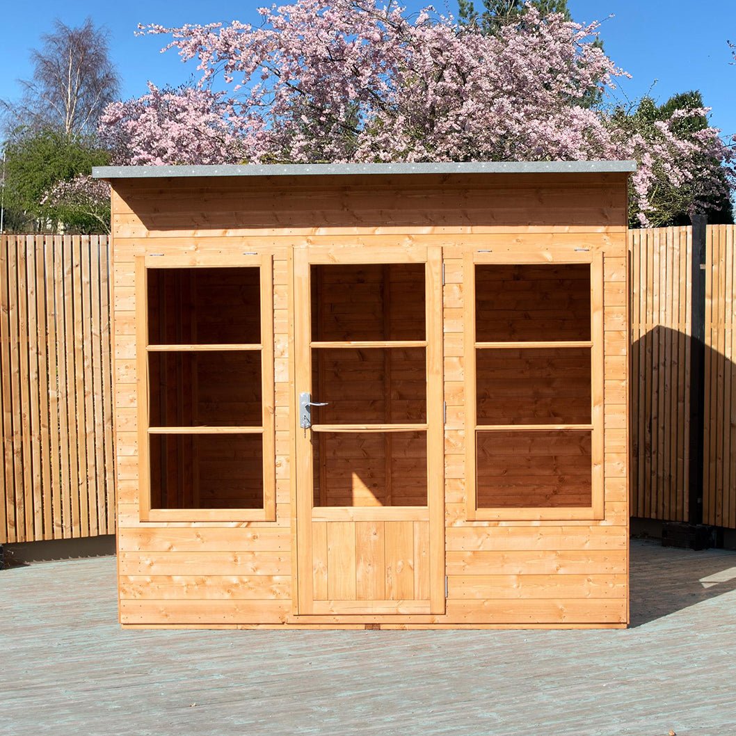 Shire Orchid Double Door Contemporary T&G Curved Roof Wooden Summerhouse - JJ Building Materials
