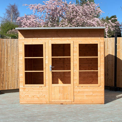 Shire Orchid Double Door Contemporary T&G Curved Roof Wooden Summerhouse - JJ Building Materials