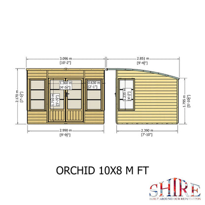 Shire Orchid Double Door Contemporary T&G Curved Roof Wooden Summerhouse - JJ Building Materials