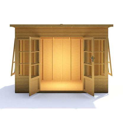 Shire Orchid Double Door Contemporary T&G Curved Roof Wooden Summerhouse - JJ Building Materials
