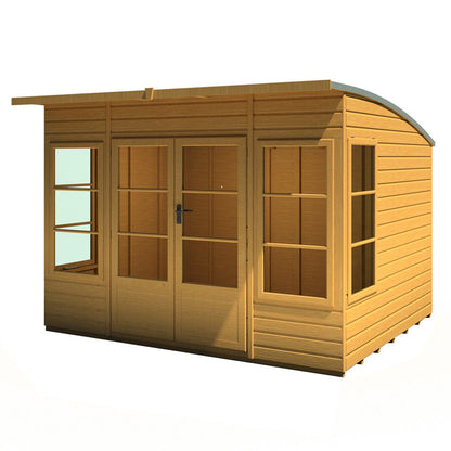Shire Orchid Double Door Contemporary T&G Curved Roof Wooden Summerhouse - JJ Building Materials