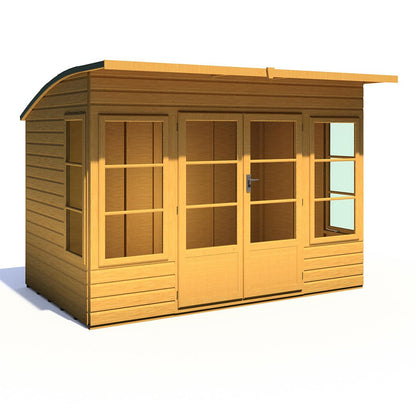 Shire Orchid Double Door Contemporary T&G Curved Roof Wooden Summerhouse - JJ Building Materials