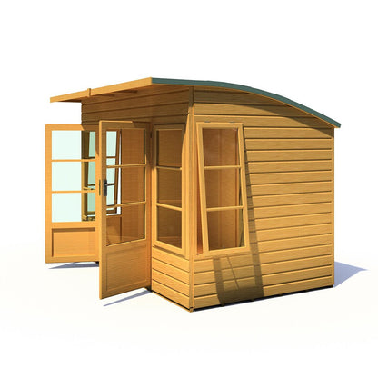 Shire Orchid Double Door Contemporary T&G Curved Roof Wooden Summerhouse - JJ Building Materials