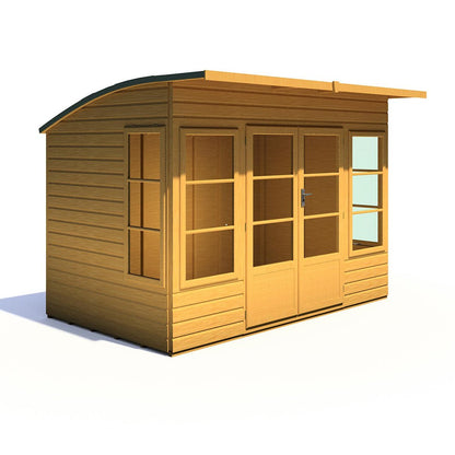 Shire Orchid Double Door Contemporary T&G Curved Roof Wooden Summerhouse - JJ Building Materials
