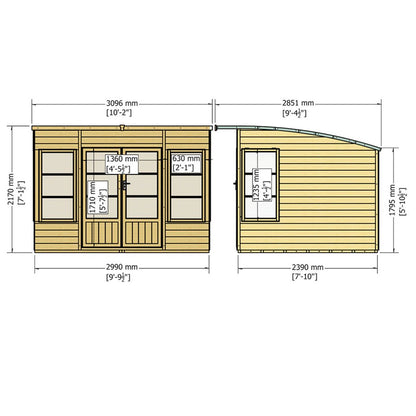 Shire Orchid Double Door Contemporary T&G Curved Roof Wooden Summerhouse - JJ Building Materials