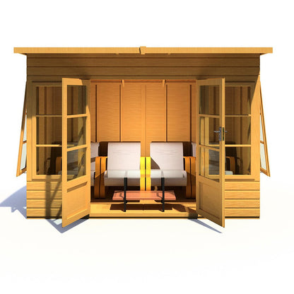 Shire Orchid Double Door Contemporary T&G Curved Roof Wooden Summerhouse - JJ Building Materials