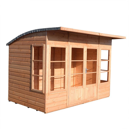 Shire Orchid Double Door Contemporary T&G Curved Roof Wooden Summerhouse - JJ Building Materials