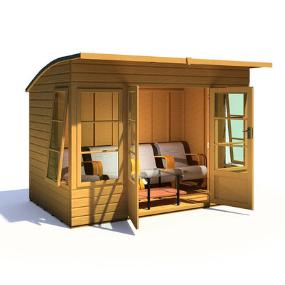 Shire Orchid Double Door Contemporary T&G Curved Roof Wooden Summerhouse - JJ Building Materials