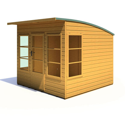 Shire Orchid Double Door Contemporary T&G Curved Roof Wooden Summerhouse - JJ Building Materials