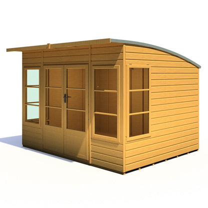 Shire Orchid Double Door Contemporary T&G Curved Roof Wooden Summerhouse - JJ Building Materials