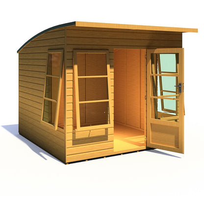 Shire Orchid Double Door Contemporary T&G Curved Roof Wooden Summerhouse - JJ Building Materials