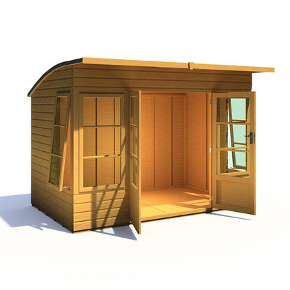 Shire Orchid Double Door Contemporary T&G Curved Roof Wooden Summerhouse - JJ Building Materials