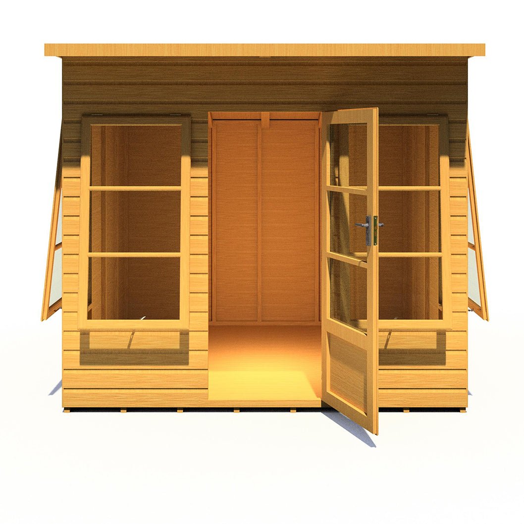 Shire Orchid Double Door Contemporary T&G Curved Roof Wooden Summerhouse - JJ Building Materials