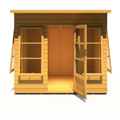 Shire Orchid Double Door Contemporary T&G Curved Roof Wooden Summerhouse - JJ Building Materials