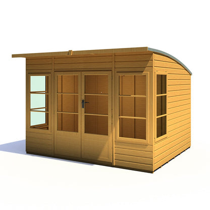 Shire Orchid Double Door Contemporary T&G Curved Roof Wooden Summerhouse - JJ Building Materials