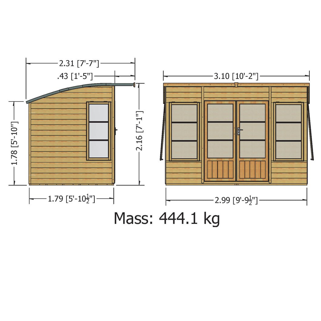 Shire Orchid Double Door Contemporary T&G Curved Roof Wooden Summerhouse - JJ Building Materials