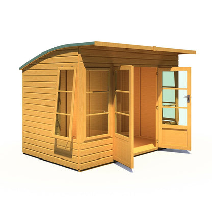 Shire Orchid Double Door Contemporary T&G Curved Roof Wooden Summerhouse - JJ Building Materials