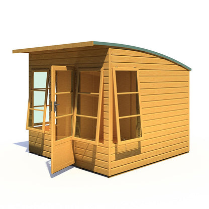 Shire Orchid Double Door Contemporary T&G Curved Roof Wooden Summerhouse - JJ Building Materials