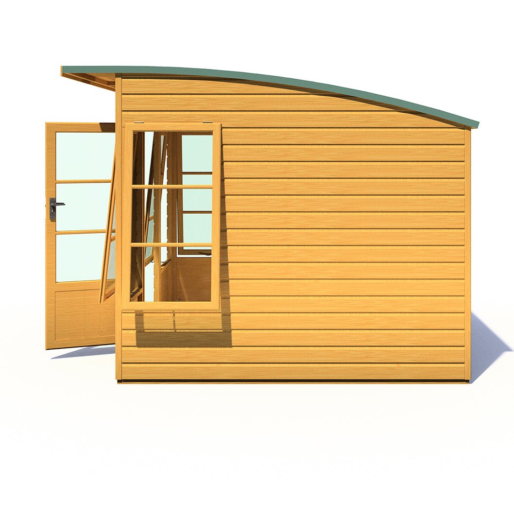 Shire Orchid Double Door Contemporary T&G Curved Roof Wooden Summerhouse - JJ Building Materials