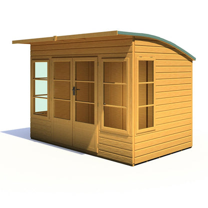 Shire Orchid Double Door Contemporary T&G Curved Roof Wooden Summerhouse - JJ Building Materials