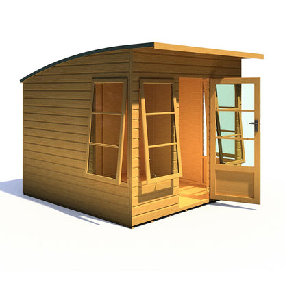Shire Orchid Double Door Contemporary T&G Curved Roof Wooden Summerhouse - JJ Building Materials