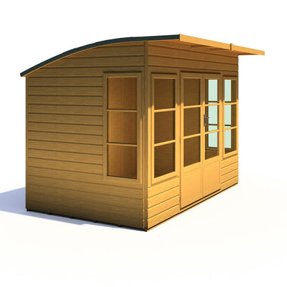 Shire Orchid Double Door Contemporary T&G Curved Roof Wooden Summerhouse - JJ Building Materials