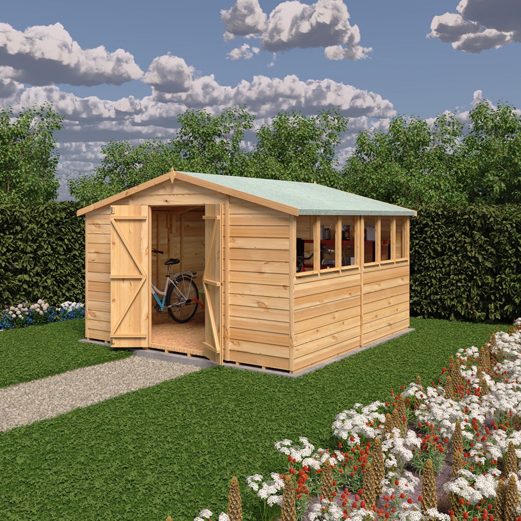 Shire Overlap 10x10ft Value Double Door Wooden Shed - JJ Building Materials