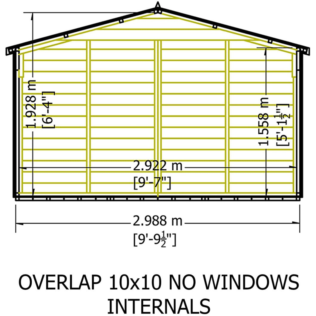 Shire Overlap 10x10ft Value Double Door Wooden Shed - JJ Building Materials